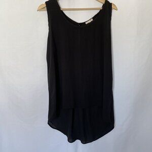 Anthropologie Pleione Black Sleeveless High-Low Hem Blouse L lightweight top